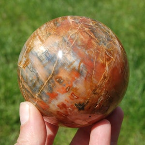 3.1in 1.5lb XL Colorful Petrified Wood Crystal Sphere, Madagascar