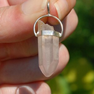Pink Lithium Lemurian Crystal Pendant: Sterling Silver, Cosmic Starbrary