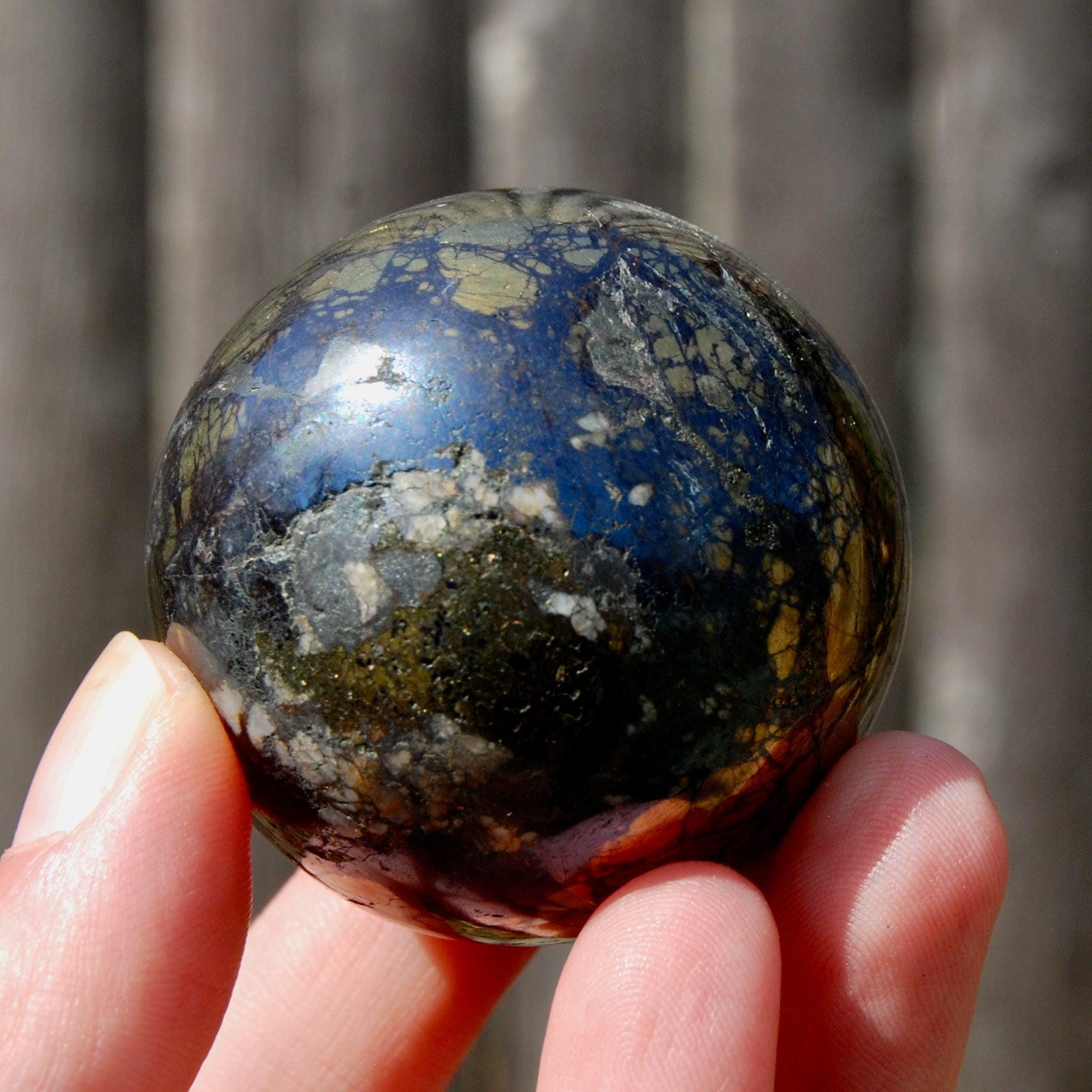 1.9インチ 223g 希少 コベライト パイライト クリスタル スフィア