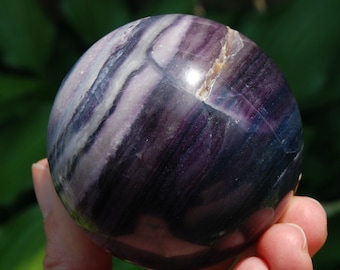 2.5in 399g Silky Fluorite Crystal Sphere, Purple Blue Fluorite