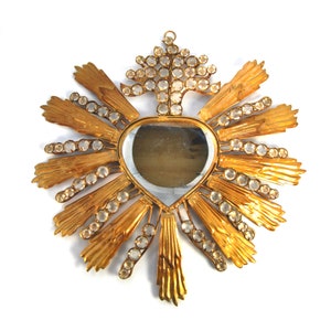 STUNNING 8&quot; Ex Voto Jeweled Sacred Heart Accent Mirror