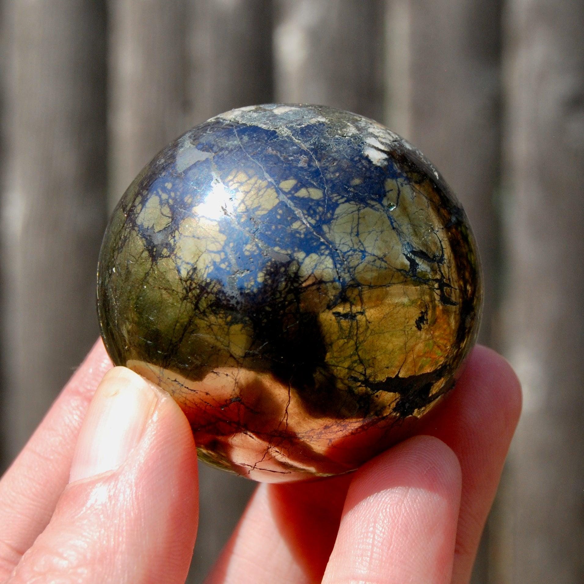 1.9インチ 223g 希少 コベライト パイライト クリスタル スフィア