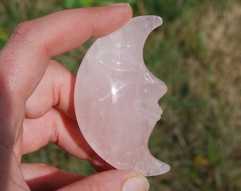 SALE was 34.99 | 3in Rose Quartz Crystal Crescent Moon Face