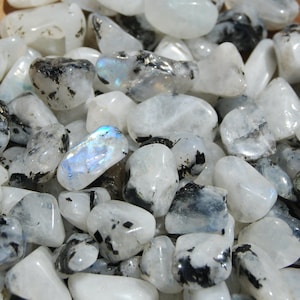 30-40pcs Rainbow Moonstone Crystal Tumbled Stones, Extra Small Super Flashy