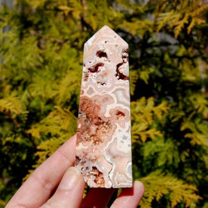 4.25in 146g Pink Crazy Lace Agate Druzy Crystal Tower, Indonesia