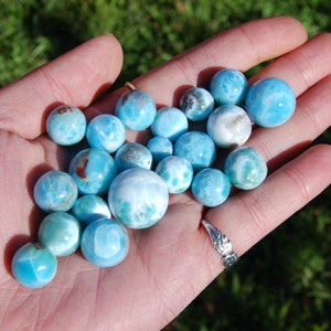 ONE AAA Mini Larimar Gemstone Crystal Sphere, Dominican Republic