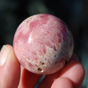 37mm 91g Genuine Rhodochrosite Crystal Sphere, Large Rhodochrosite Gemstone, Argentina