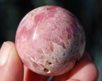 37mm 91g Genuine Rhodochrosite Crystal Sphere, Large Rhodochrosite Gemstone, Argentina