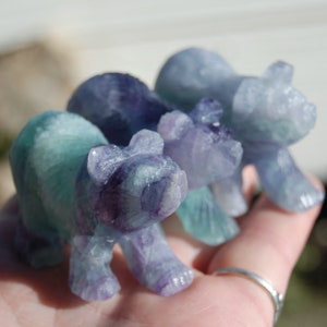 2in Rainbow Fluorite Carved Crystal Bear