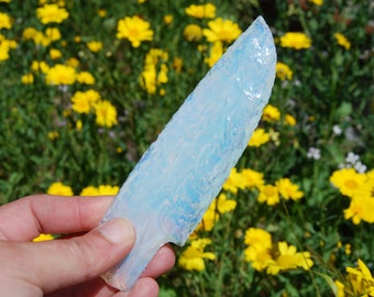 Hand Knapped Opalite Crystal Knife Blades 5.5"