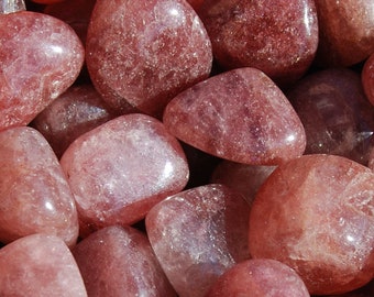 Strawberry Quartz Tumbled Stones, Tanzurine Red Aventurine Tumbled Crystals