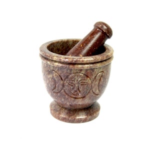 Triple Moon Soapstone Mortar and Pestle