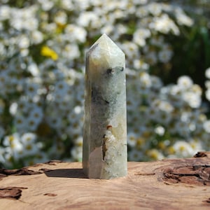 3.5in 100g Prehnite Crystal Tower Epidote Rutile, Namibia