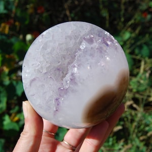 2.4lb XL 4in Amethyst Geode Crystal Sphere, Internal Rainbows, Brazil