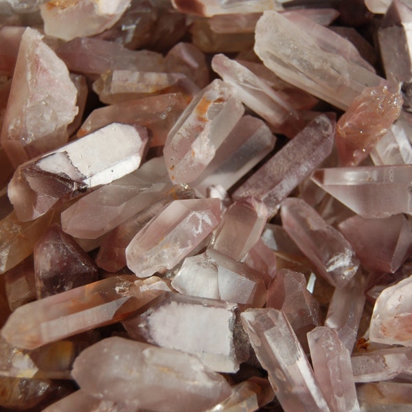 ONE Rare Pink Lithium Lemurian Quartz Crystal Point, Bahia, Brazil