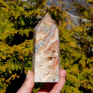 4.75in 1lb Pink Crazy Lace Agate Crystal Tower, Mexico