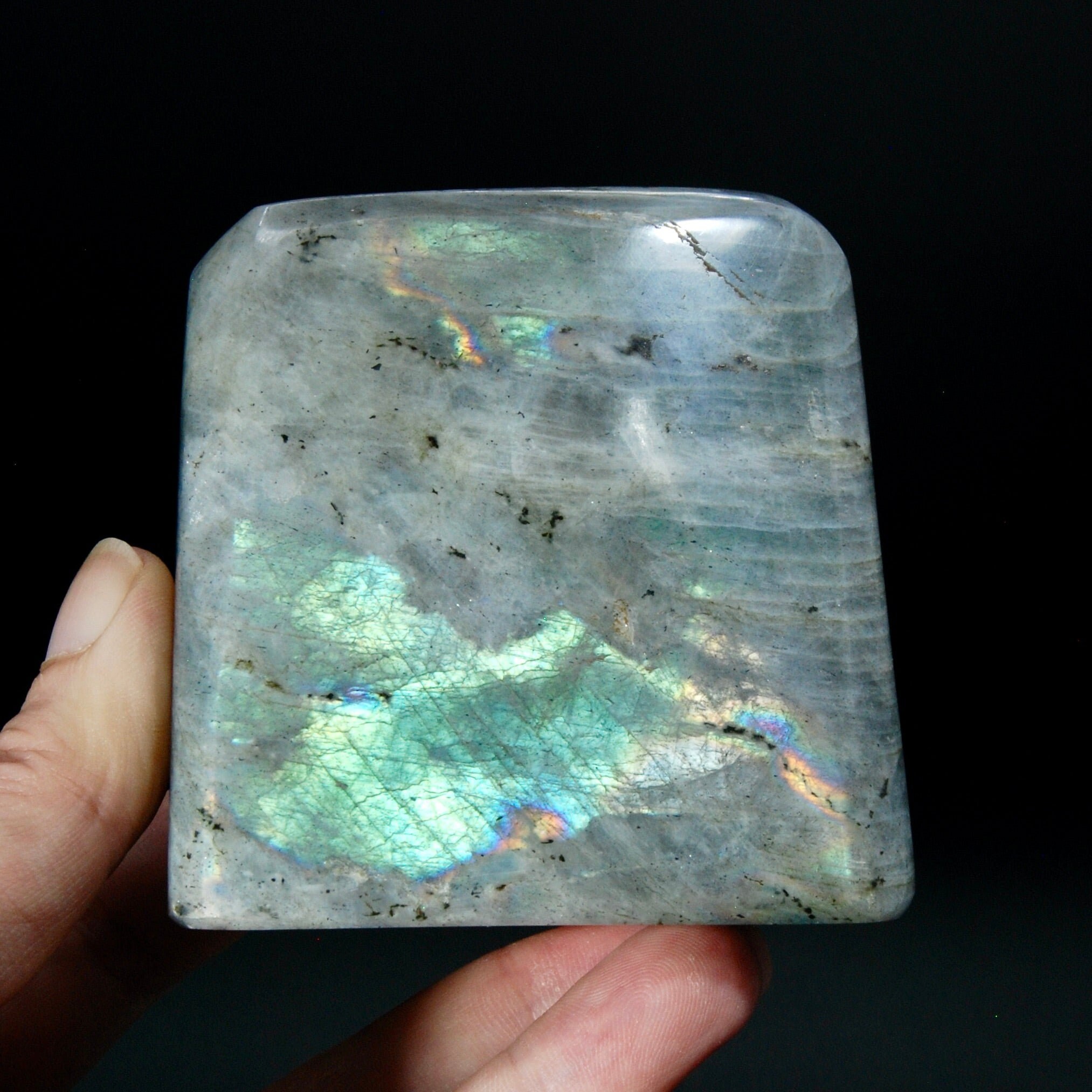3in 381g Labradorite Crystal Freeform Tower, Super Flashy Spectrolite