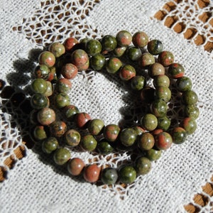 Unakite Crystal Beaded Bracelet, 8mm Natural Gemstone Beads