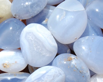 Blue Lace Agate Crystal Tumbled Stones, Namibia