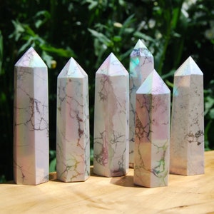 ONE Angel Aura Howlite Crystal Tower, 3in to 4in