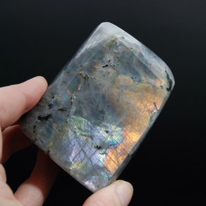 Purple Labradorite Crystal Freeform Tower, Super Flashy Spectrolite