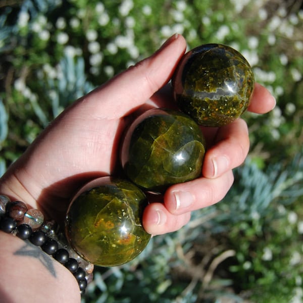 ONE AAA Green Opal Crystal Sphere, Fairy Magic, 35mm to 55mm, Madagascar