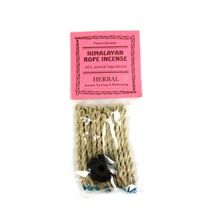 HERBAL Tibetan Rope Incense, All Natural 20 Ropes Bundle with Burner