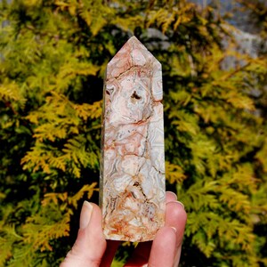 4.75in 232g Pink Crazy Lace Agate Crystal Tower, Mexico