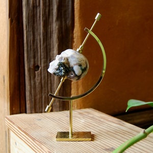 Caliper Crystal Display Stand in Brass 6.5in