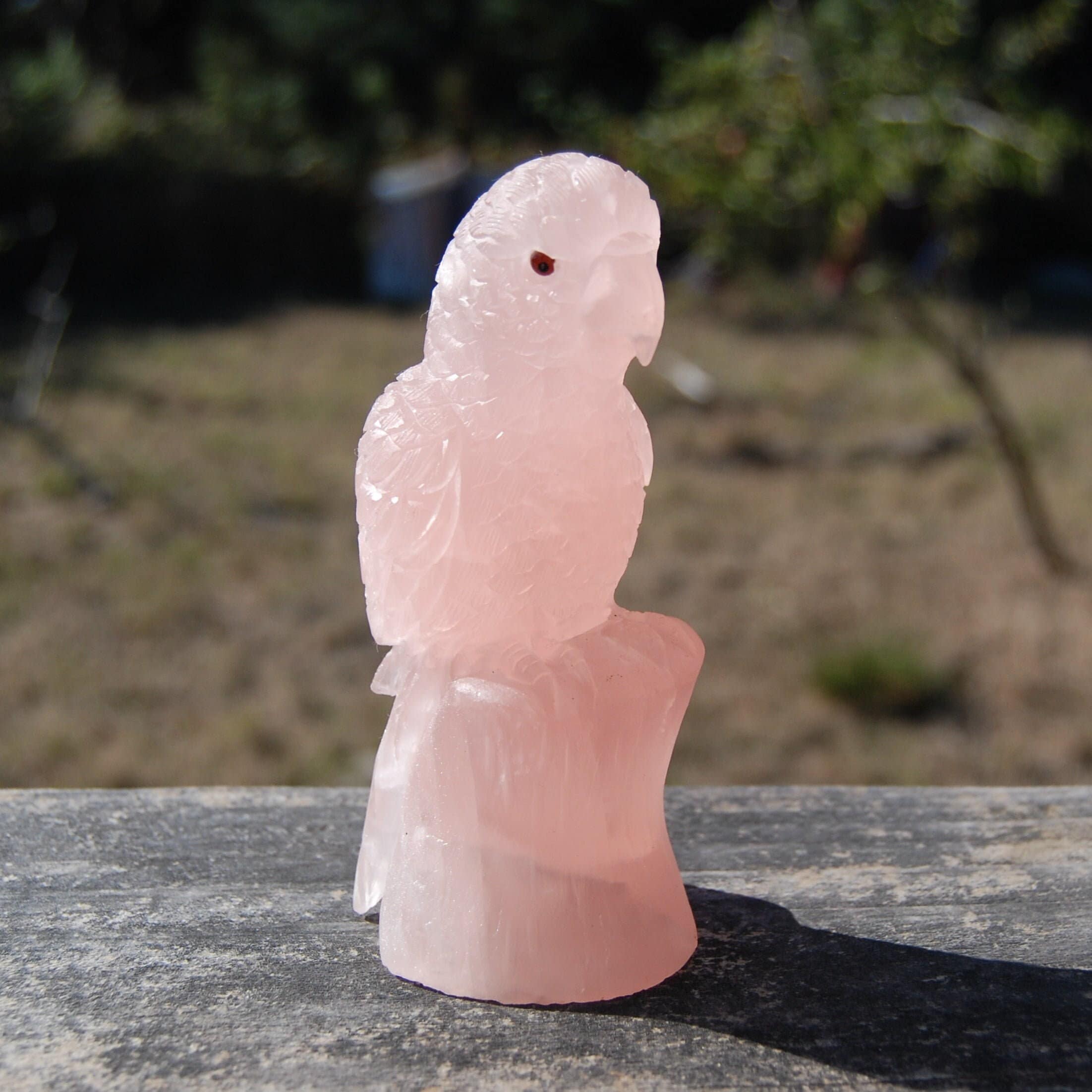 ★W1006★ 古い彫刻石　神鳥　ストーン装飾　パレット カービング 5.5in 1.2lb Large Master Carved Rose Quartz Crystal Parrot - Etsy