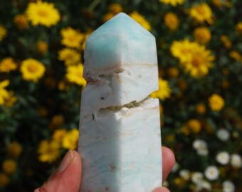 SALE was 77 | 4in 279g Caribbean Blue Calcite Crystal Tower, Pakistan
