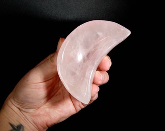 3.5in Rose Quartz Crystal Moon Bowl, Brazil