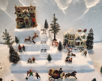 Christmas Village Display Platform for Lemax, Dept 56, Dickens, North Pole, Snow Village