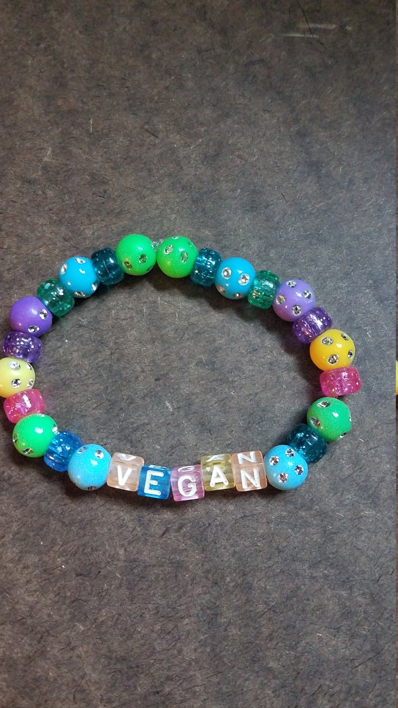 Glitter Vegan BraceletGlitter RainbowVegan JewelryPlant BasedAnimal RightsAnimal WelfareKawaii VeganFree ShippingOOAKVegan Jewelry