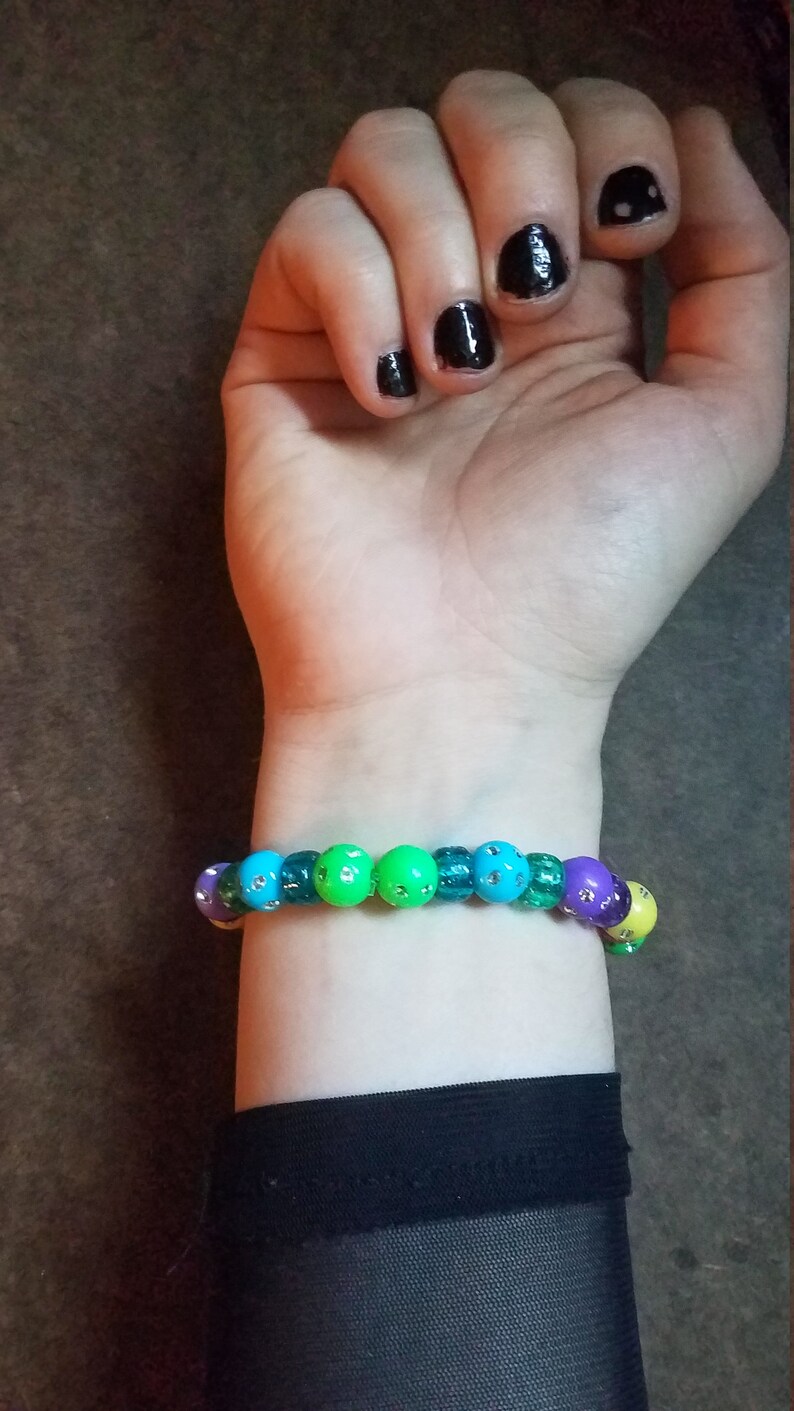 Glitter Vegan BraceletGlitter RainbowVegan JewelryPlant BasedAnimal RightsAnimal WelfareKawaii VeganFree ShippingOOAKVegan Jewelry