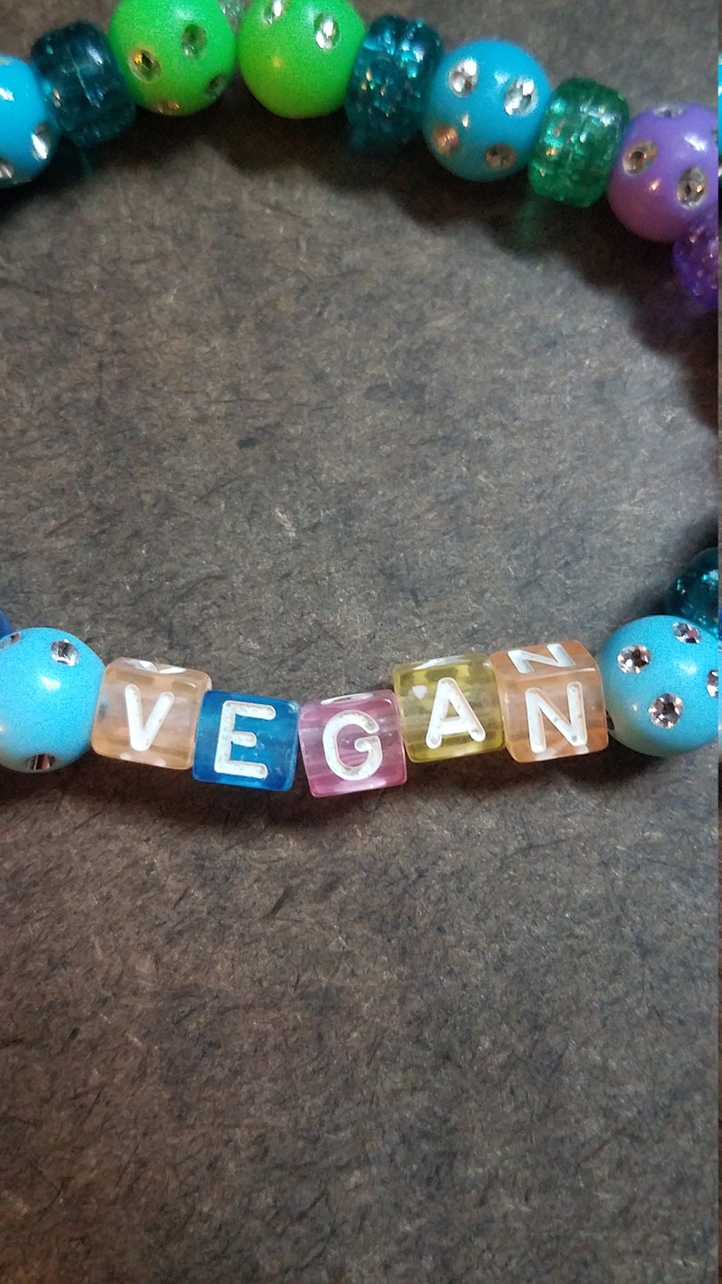 Glitter Vegan BraceletGlitter RainbowVegan JewelryPlant BasedAnimal RightsAnimal WelfareKawaii VeganFree ShippingOOAKVegan Jewelry