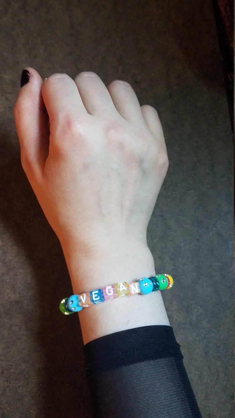 Glitter Vegan BraceletGlitter RainbowVegan JewelryPlant BasedAnimal RightsAnimal WelfareKawaii VeganFree ShippingOOAKVegan Jewelry