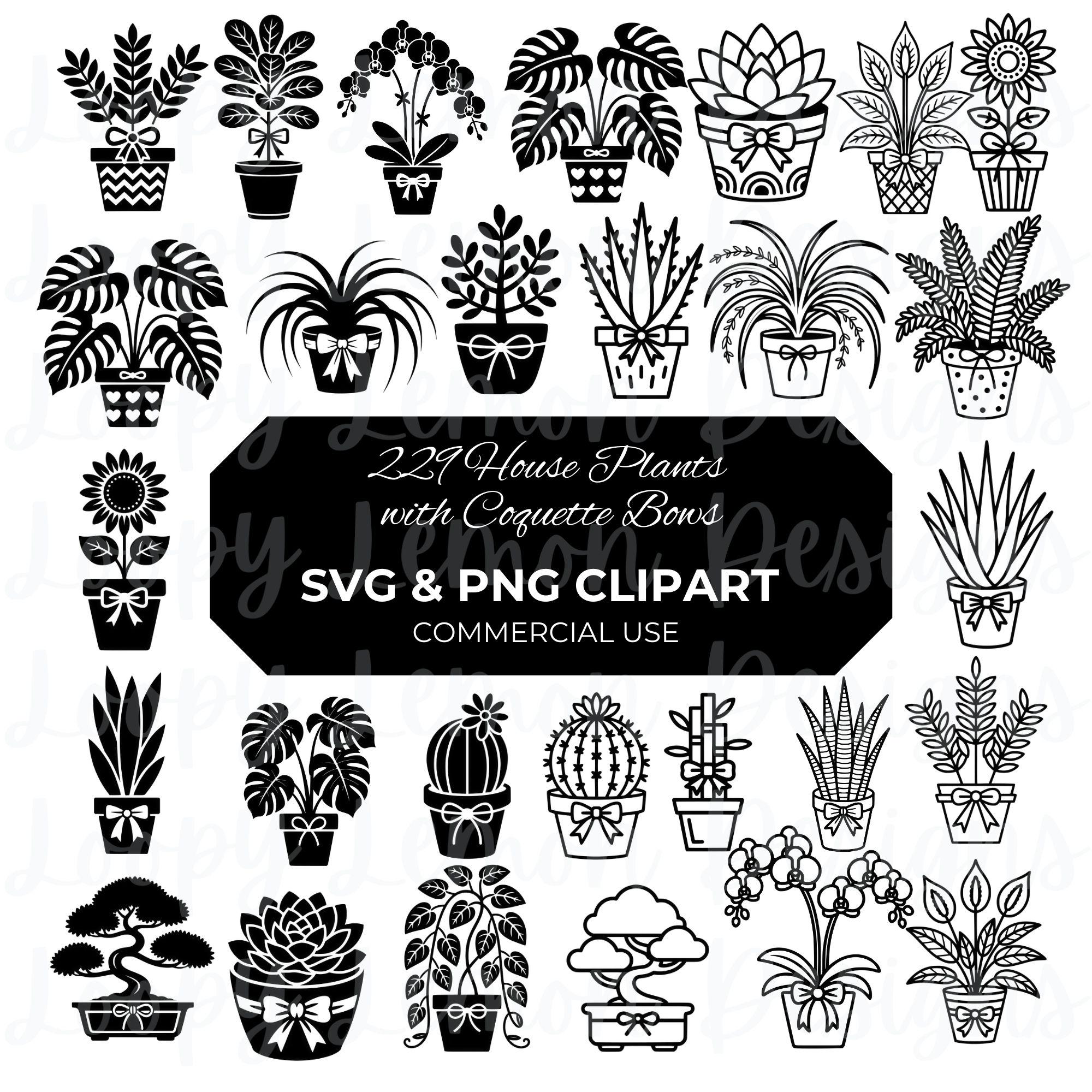 Potted plant clipart black and white - Etsy België, image size:2000x2000