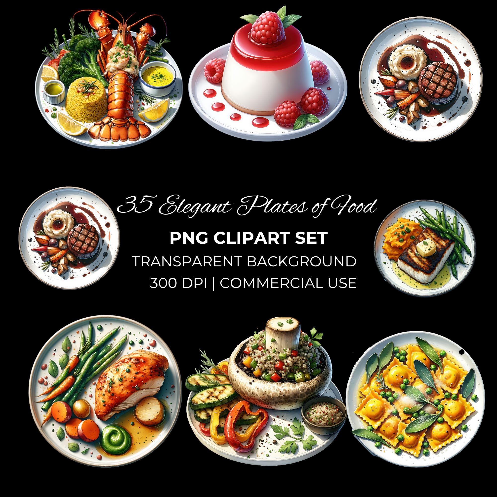 Dinner Graphics 45 Elegant Food Plate PNG Clipart, Gourmet Meal PNG, Fine Dining ...