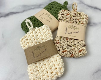 Soap Saver Bag, Handmade Crochet Soap Holder, Cotton Soap Sack