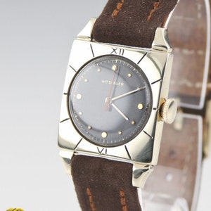 Wittnauer Vintage Men&#39;s 14k Yellow Gold Hand-Winding Watch w/ Brown Leather Band
