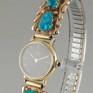 14 k Concord oro giallo Quartz Watch w / 14k oro Wayne & Virginia Quam turchese