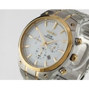 Seiko Solar Chronograph Men&#39;s SS Two-Tone Watch V175-0CX0