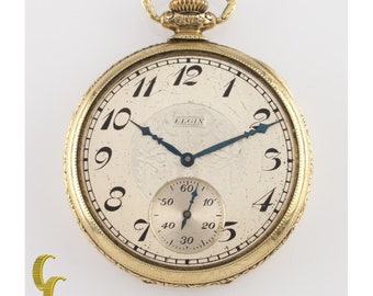 Elgin Antique Open Face Gold Filled Pocket Watch Gr 345 Size 12 17 Jewel