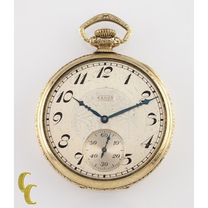 Elgin Antique Open Face Gold Filled Pocket Watch Gr 345 Size 12 17 Jewel