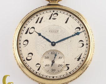 Elgin white gold pocket watch cheap