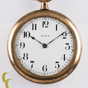 Elgin Open Face Yellow Gold Filled Pocket Watch 7 Jewel Size 6 1916