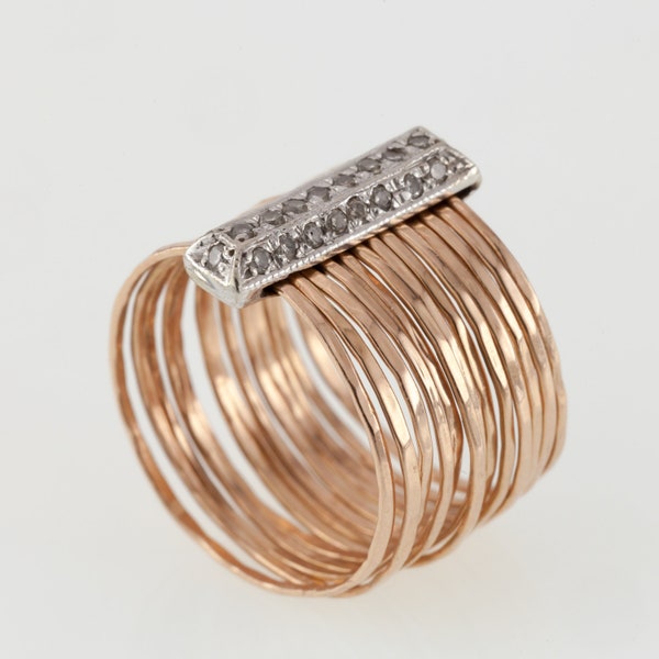 Jacquie Aiche 14k Rose Gold Birch Multi-Waif Ring Size 7.5 Gorgeous!