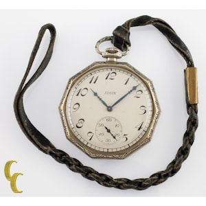 Gold Filled Decagon Elgin Antique Open Face Pocket Watch Gr 315 12S 15 Jewel