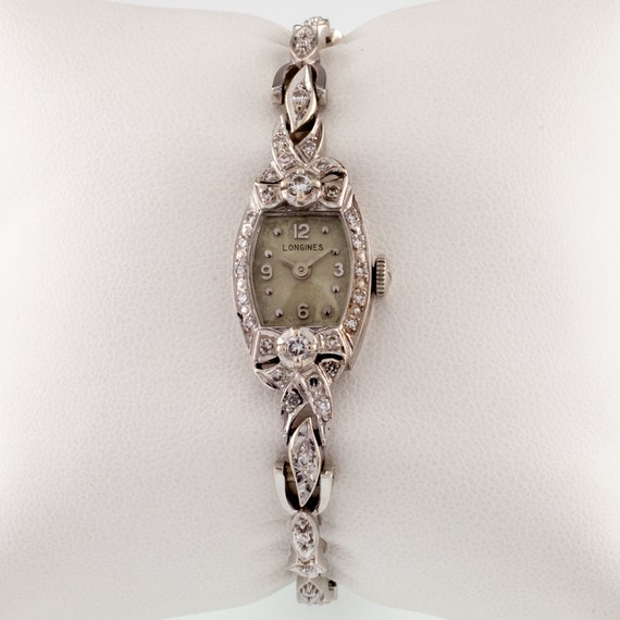 Vintage Longines 14k White Gold & Diamonds Women'… - image 2